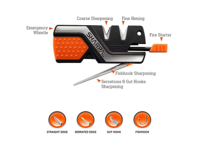 SHARPAL 6-In-1 Knife Sharpener & Survival Tool - The Bowie Man - The Bowie Man - SHP101N - 814744020015